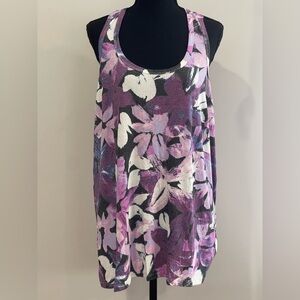New‎ Rise by LuLaRoe 1X Wear 2 Ways Floral Purple Sleeveless Top 624